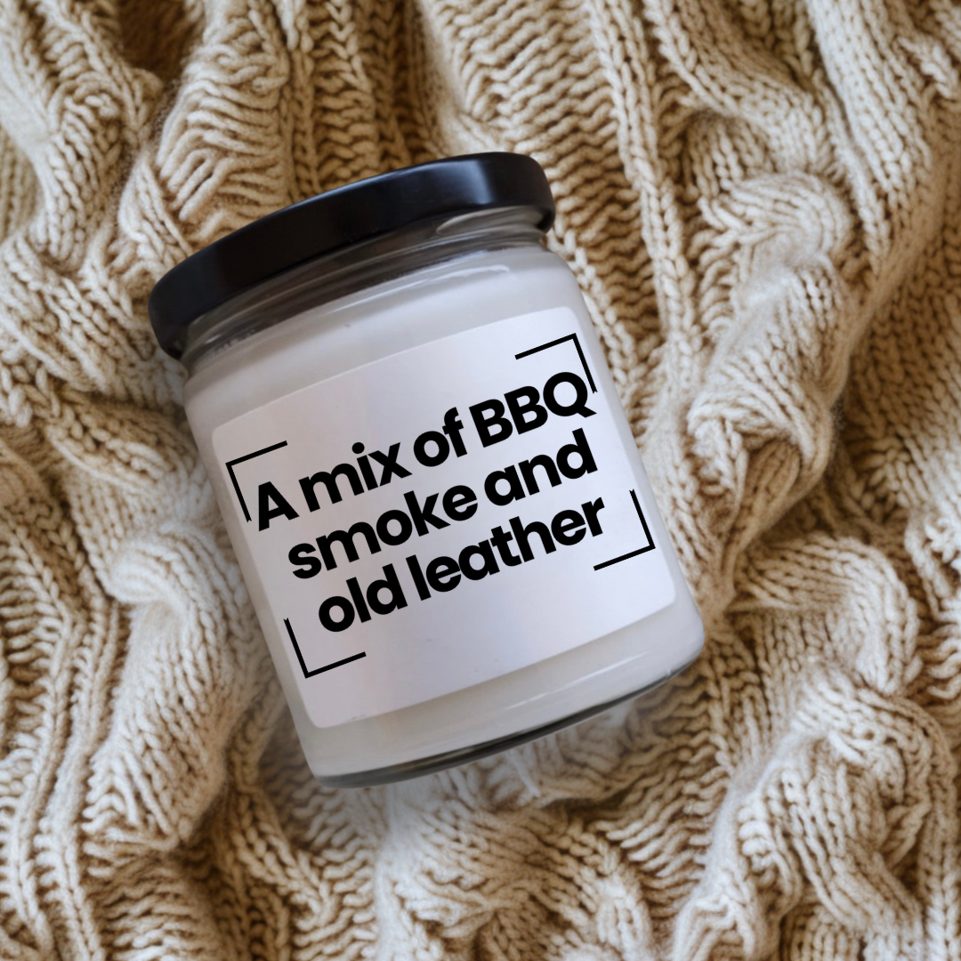 Funny Quote Scented Soy Candle - A mix of BBQ smoke and old leather - 9oz - Hand Poured _ Vegan