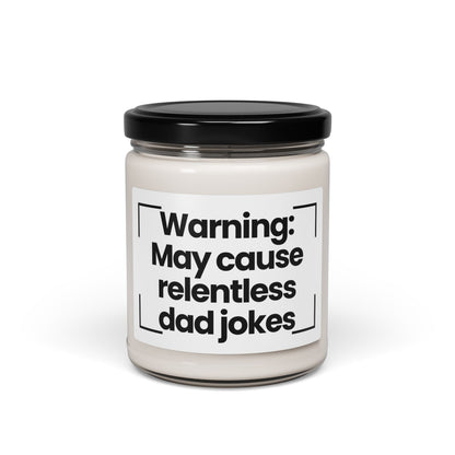 Funnt Quote Scented Soy Candle - Warning: May cause relentless dad jokes - 9oz - Hand Poured - Vegan