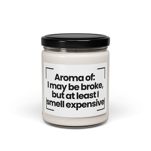 Funny Scented Soy Candle - "I May Be Broke, But At Least I Smell Expensive" - 9oz