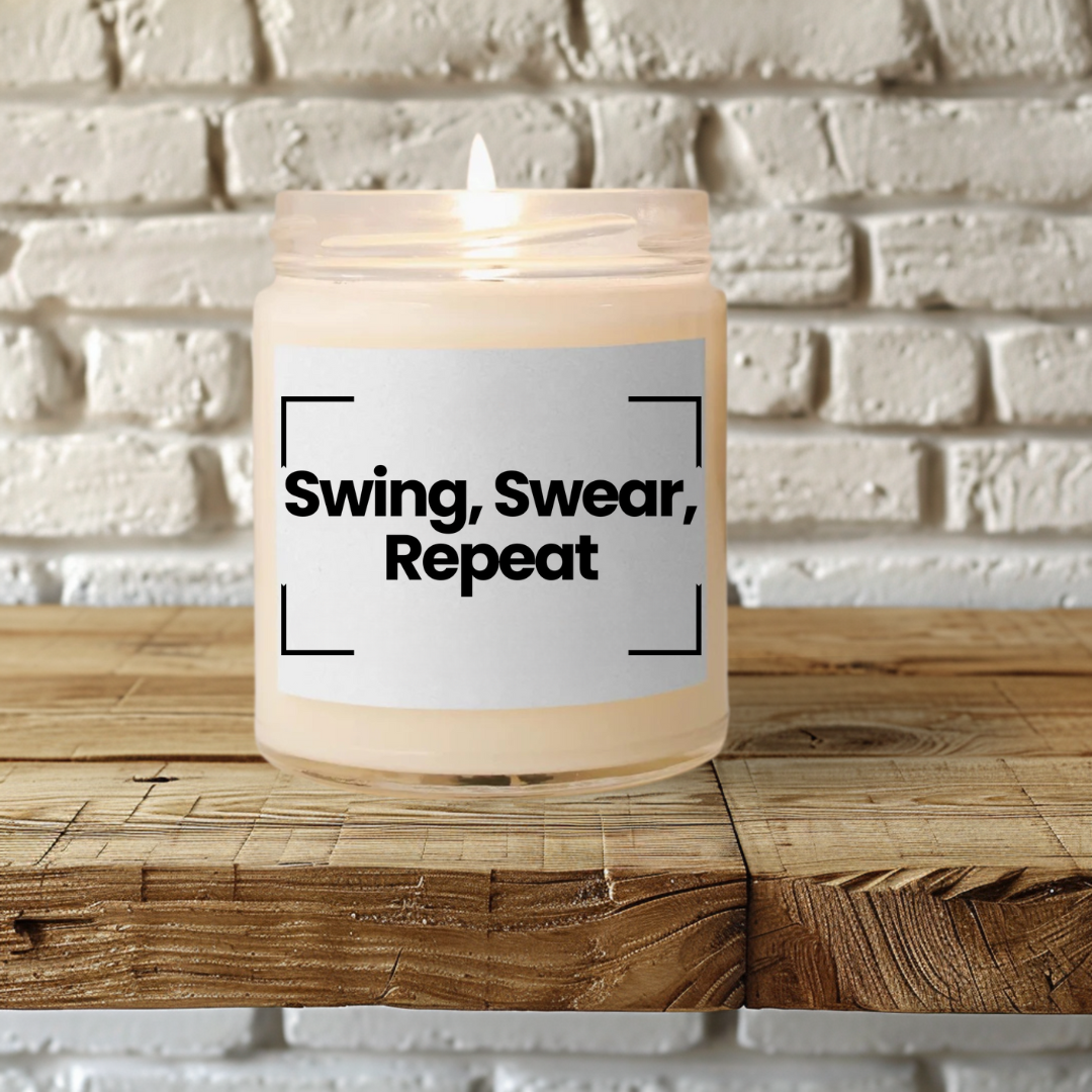 Swing, Swear, Repeat Scented Soy Candle - 9oz Hand Poured Vegan Gift for Golf Lovers